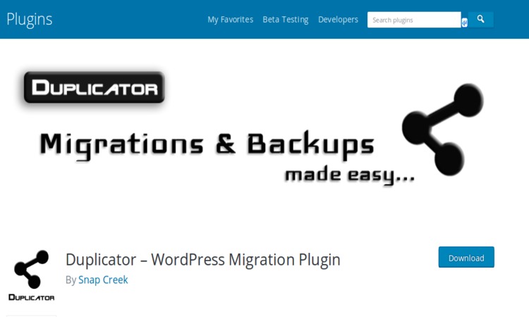 Duplicator WordPress Backup and restore plugin