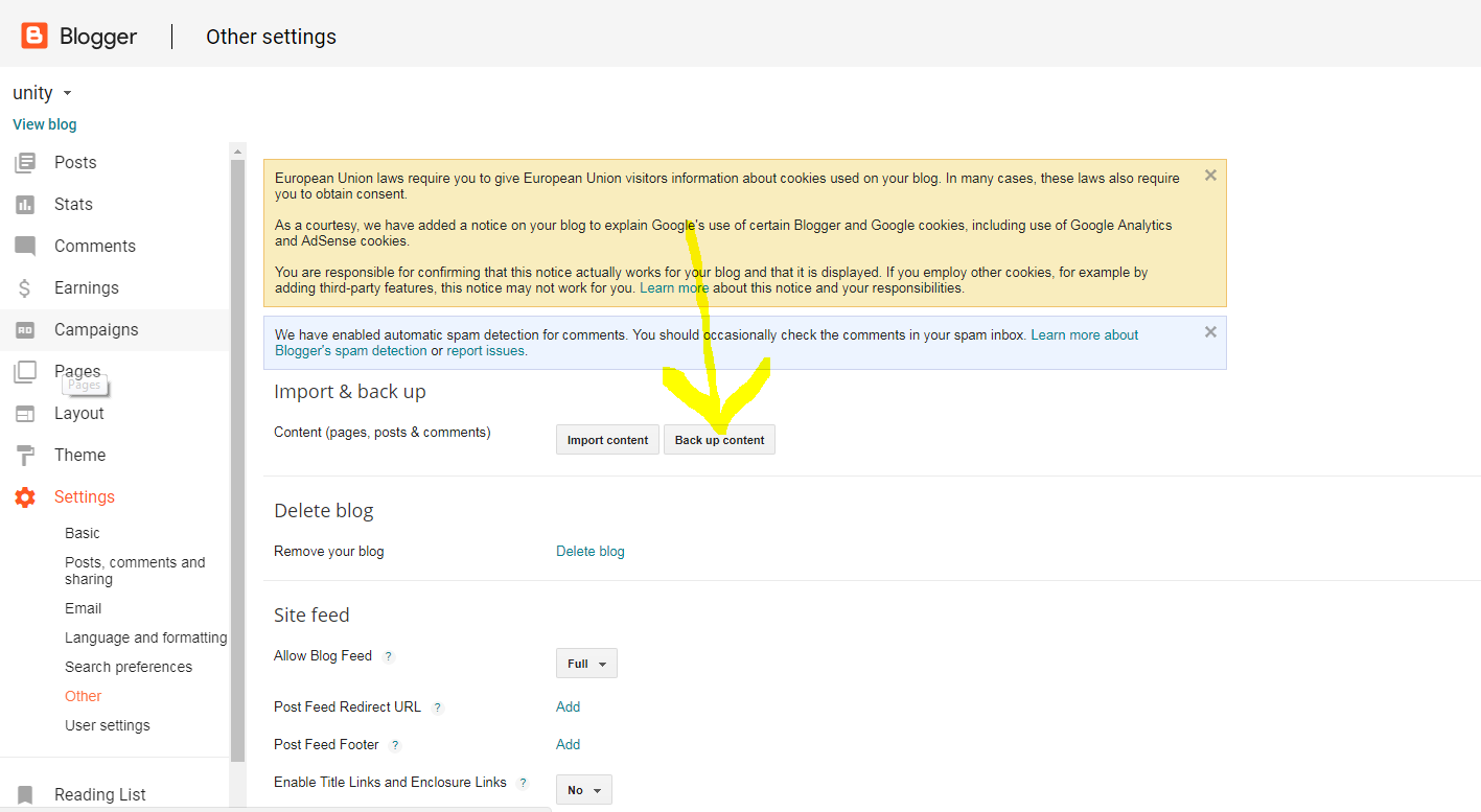 Export Your Blog From Blogger