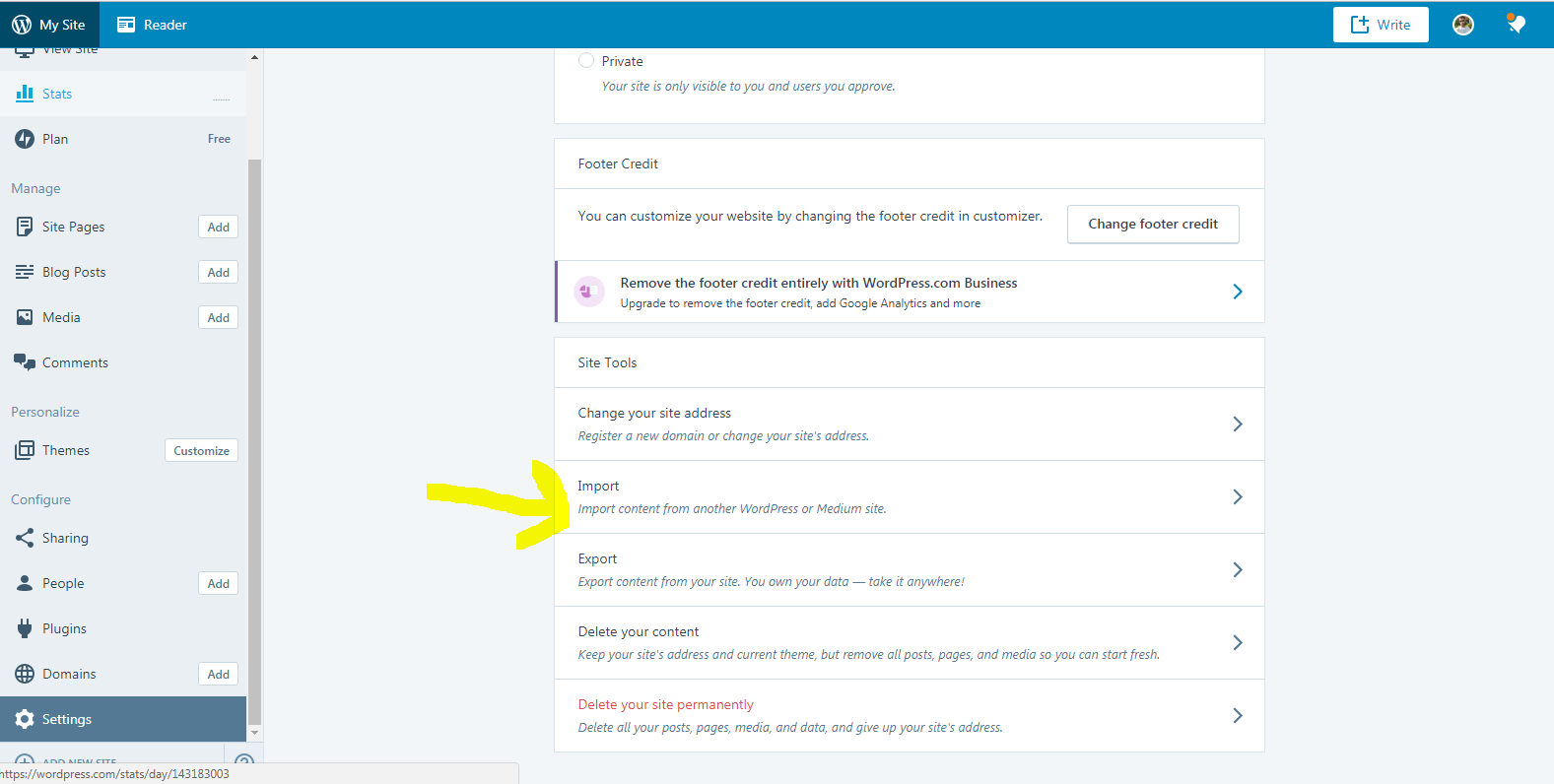 Import your blog to WordPress Step 1