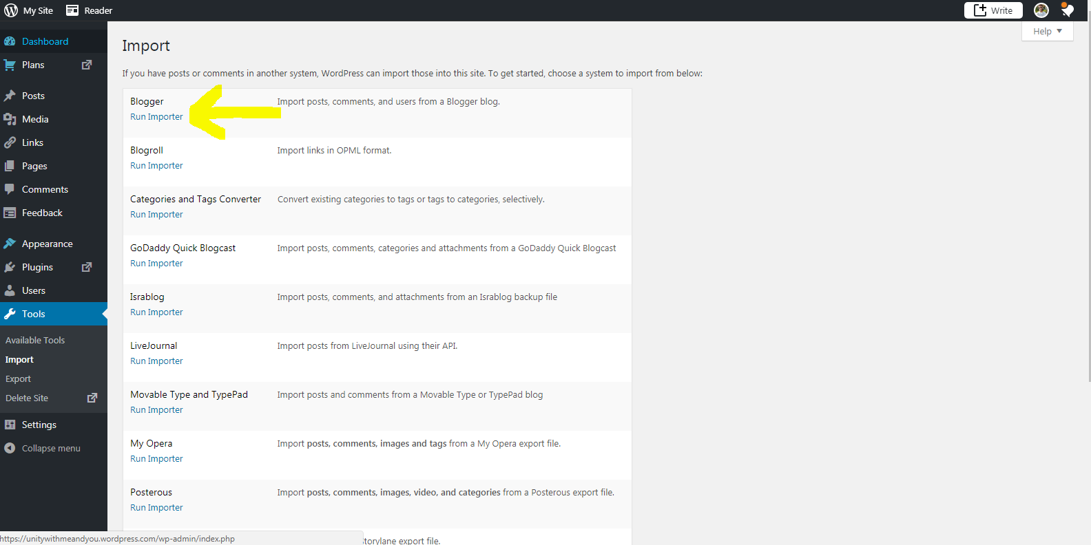 Import your blog to WordPress Step 2