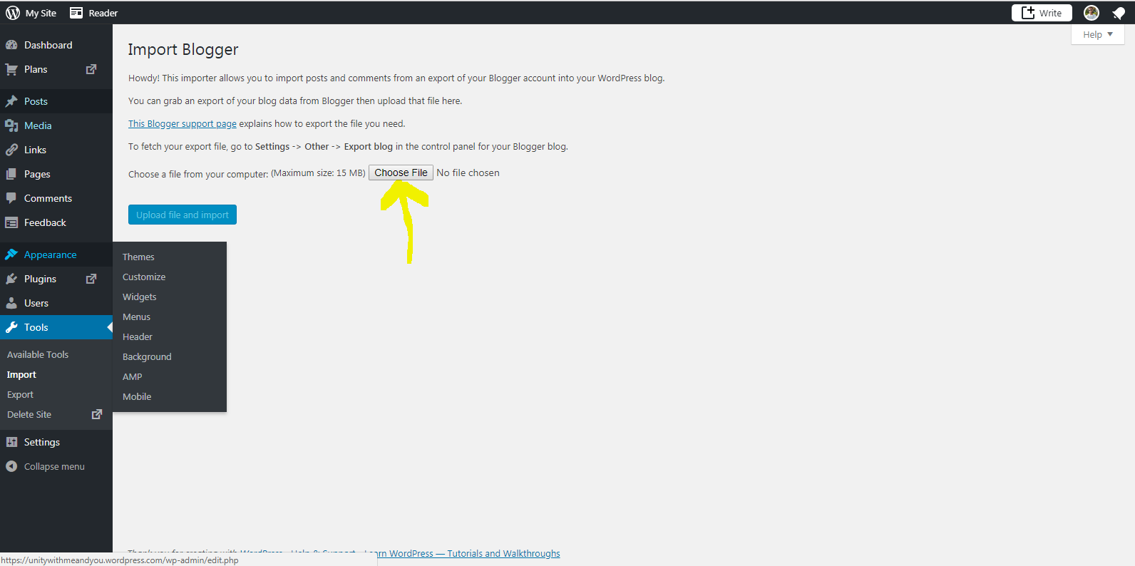 Import your blog to WordPress Step 3